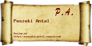 Peszeki Antal névjegykártya